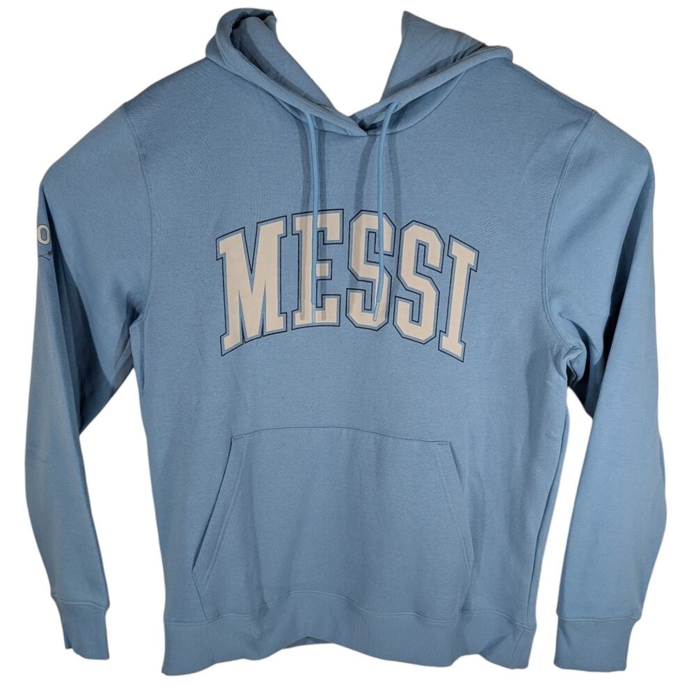 Messi Argentina Soccer Hoodie Mens Large Light Blue Futbol #10 10 Lionel